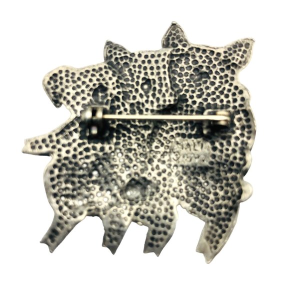 Vintage Mali Three Pigs Dancing Smiling Silver Tone Metal Signed Whimsical - Picture 2 of 5